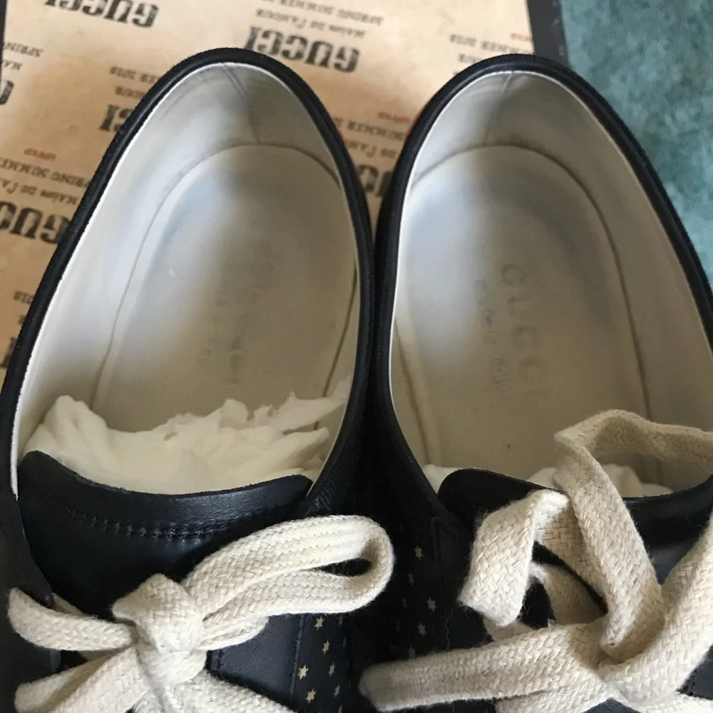 Gucci Guccy Falacer Sneaker Black Gold Stars Shoes